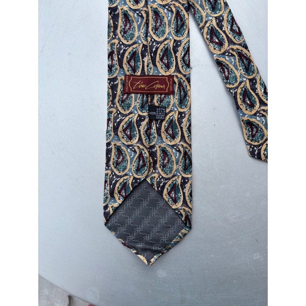 Tino Cosma Mens Silk Tie Blue Paisley Abstract Made in Italy Levy's Nashville - Picture 4 of 9